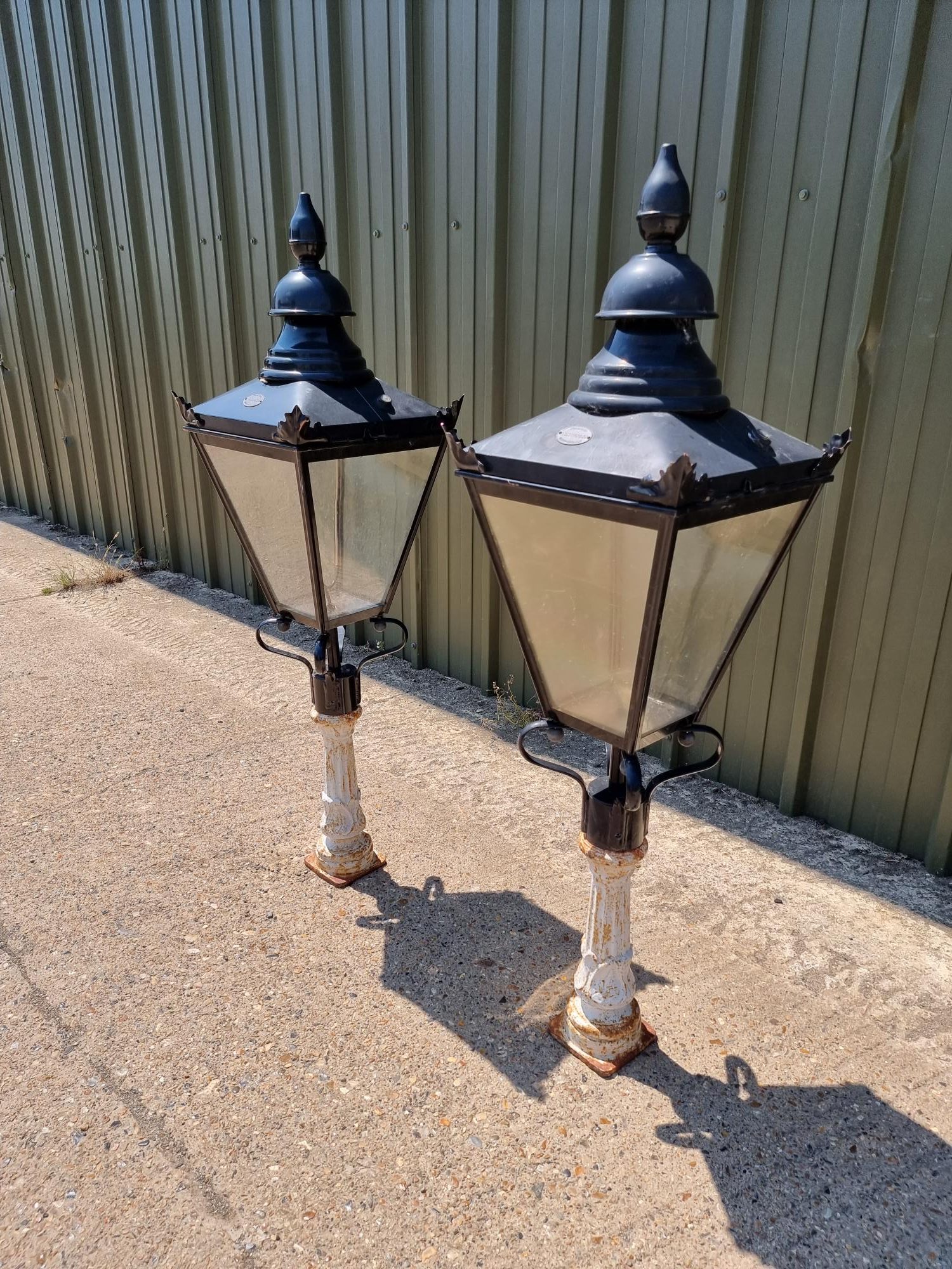 Pair off DW Windsor Lights Fixed to a small Ornate Cast Iron Post