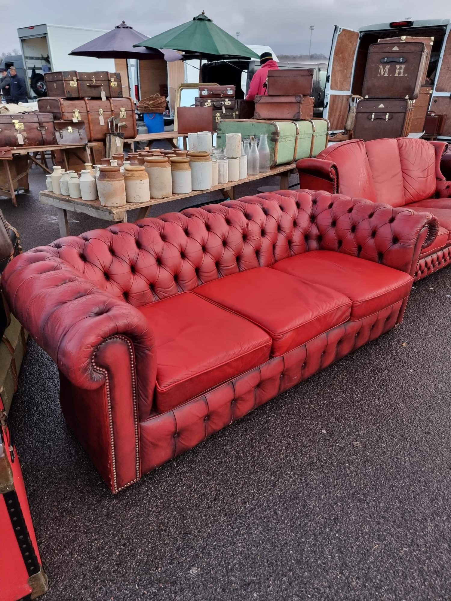Chesterfield 3 Seater Sofa Ox Blood Red Leather