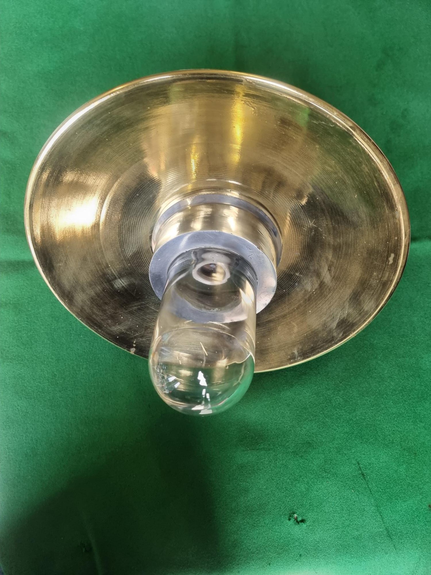 Hanging Shaded Light Brass and Cast Aluminium Construction
