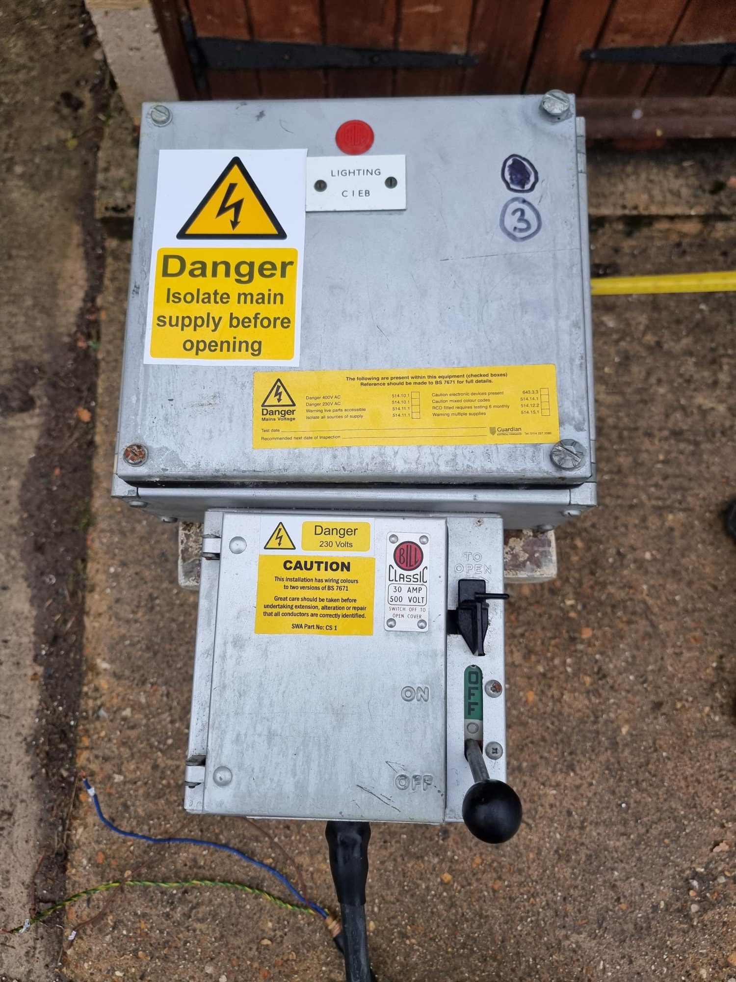 Large Distribution Fuse Board No 3 Attached to Small Fuse Board