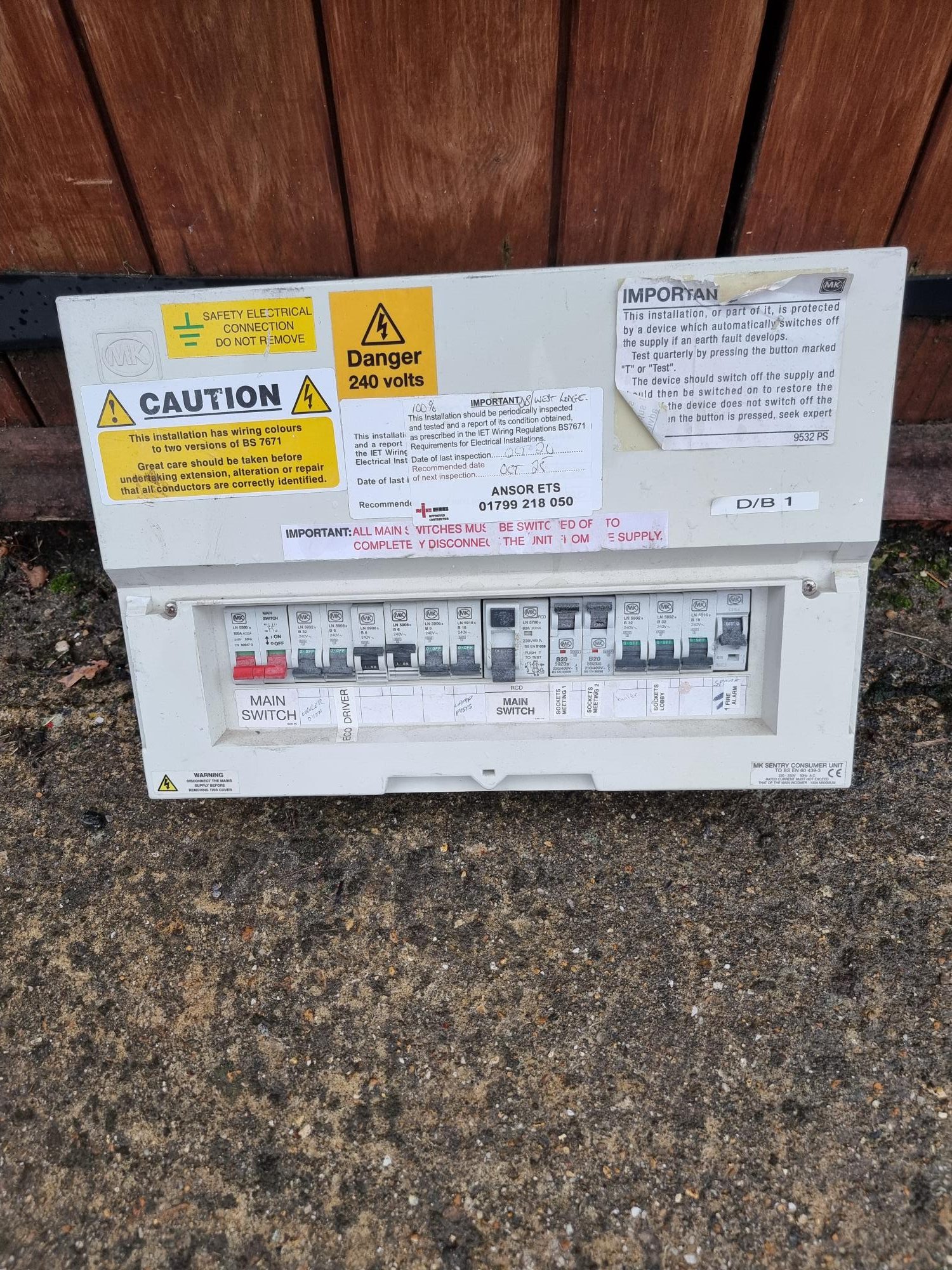 Domestic Electrical Fuse Distribution board.