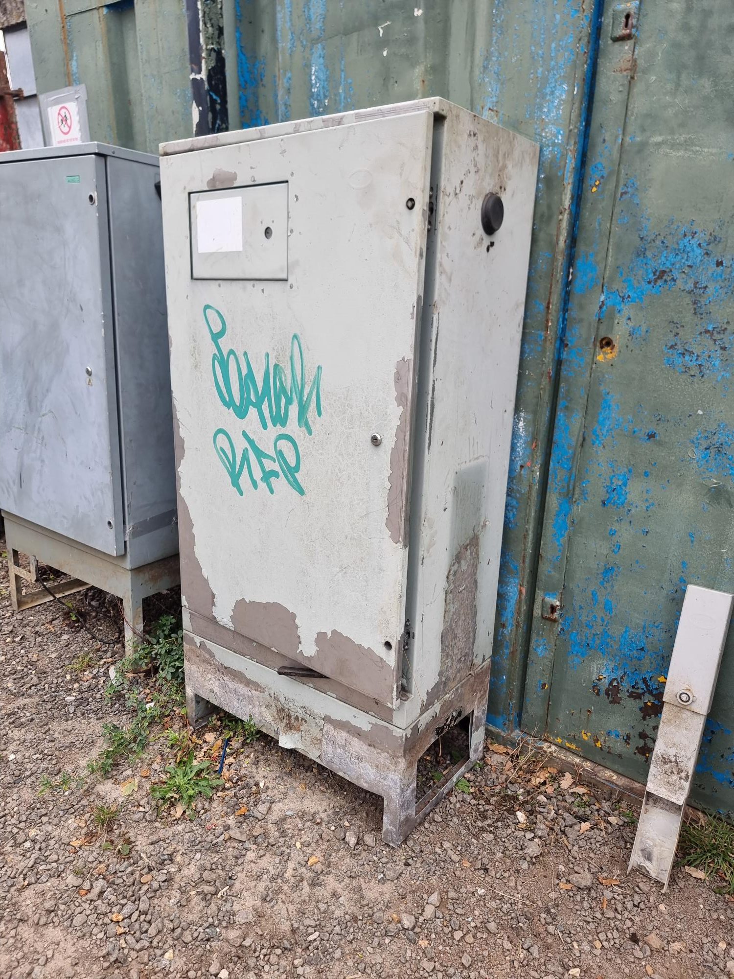 Large Metal Electrical Cabinet With electrics shell within GREY