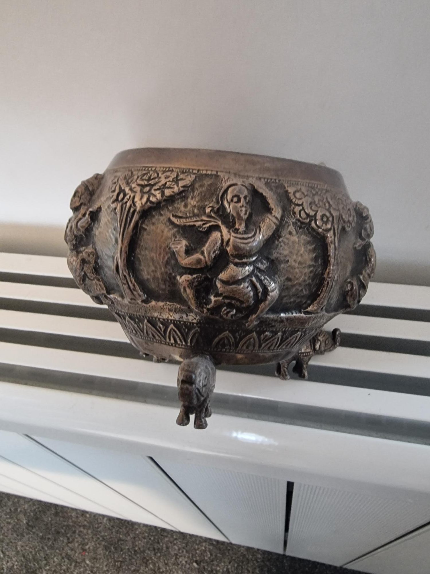 Burmese Silver Bowl Repousse Ware Burmese Mythology Ramayana Epic 19th Century - Image 12