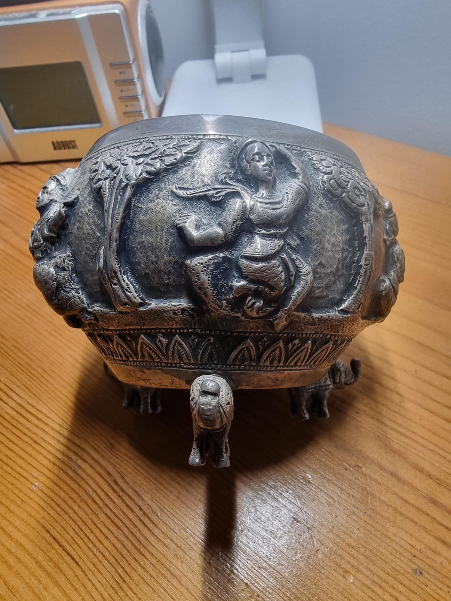 Burmese Silver Bowl Repousse Ware Burmese Mythology Ramayana Epic 19th Century - Image 13