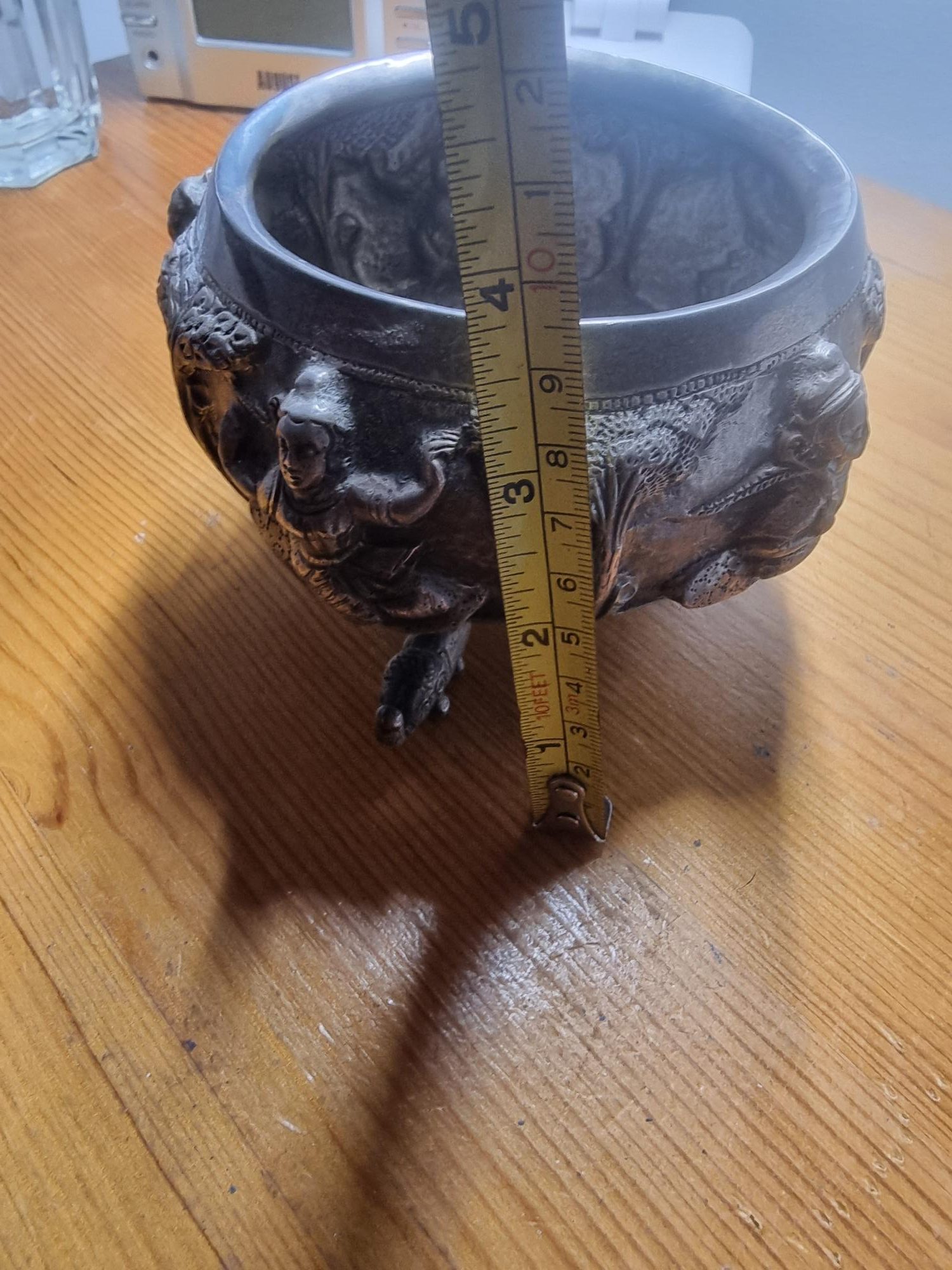 Burmese Silver Bowl Repousse Ware Burmese Mythology Ramayana Epic 19th Century - Image 4