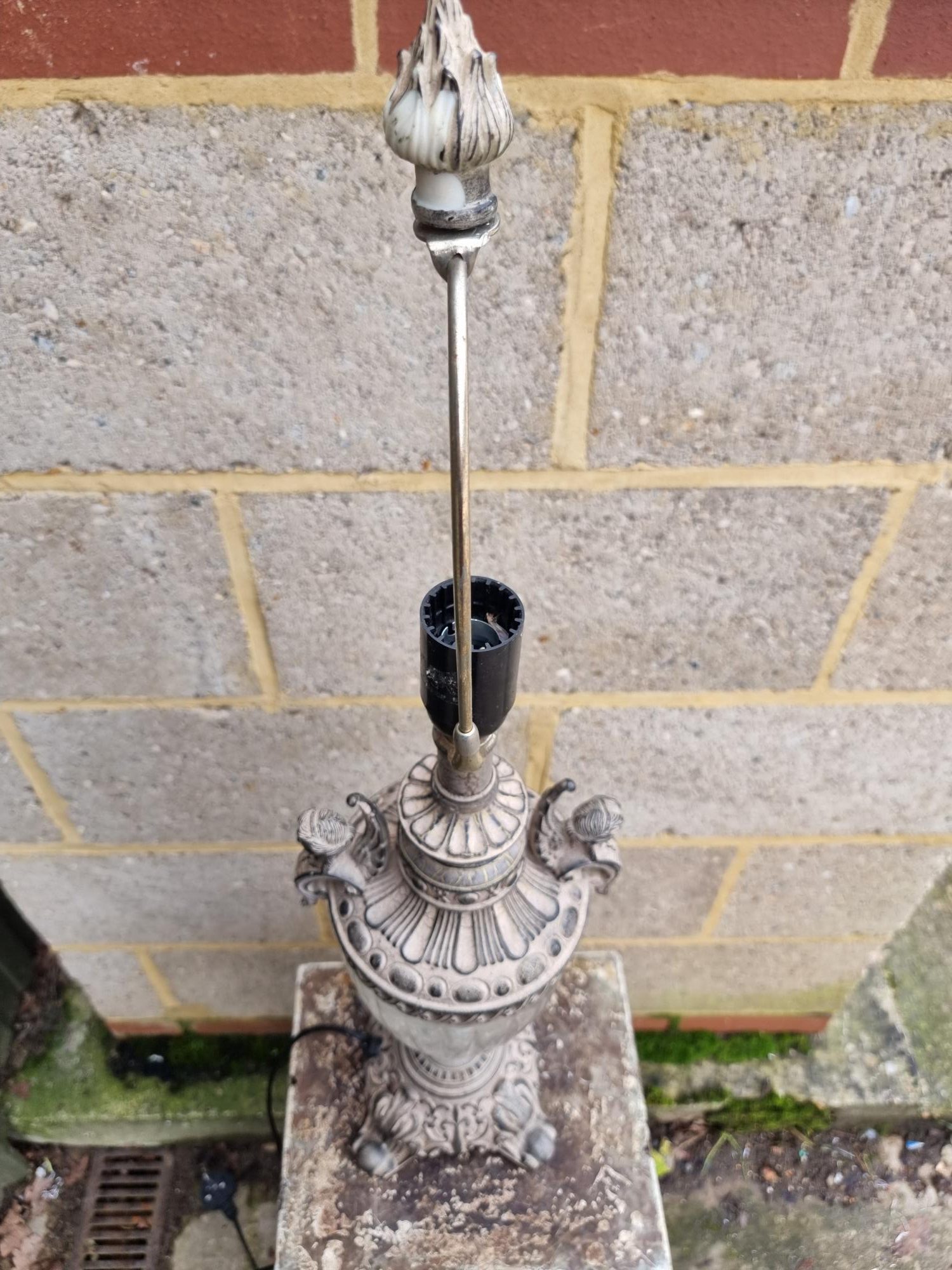 Metal and Glass Greek Styled Lamp Vintage, Antique - Image 6