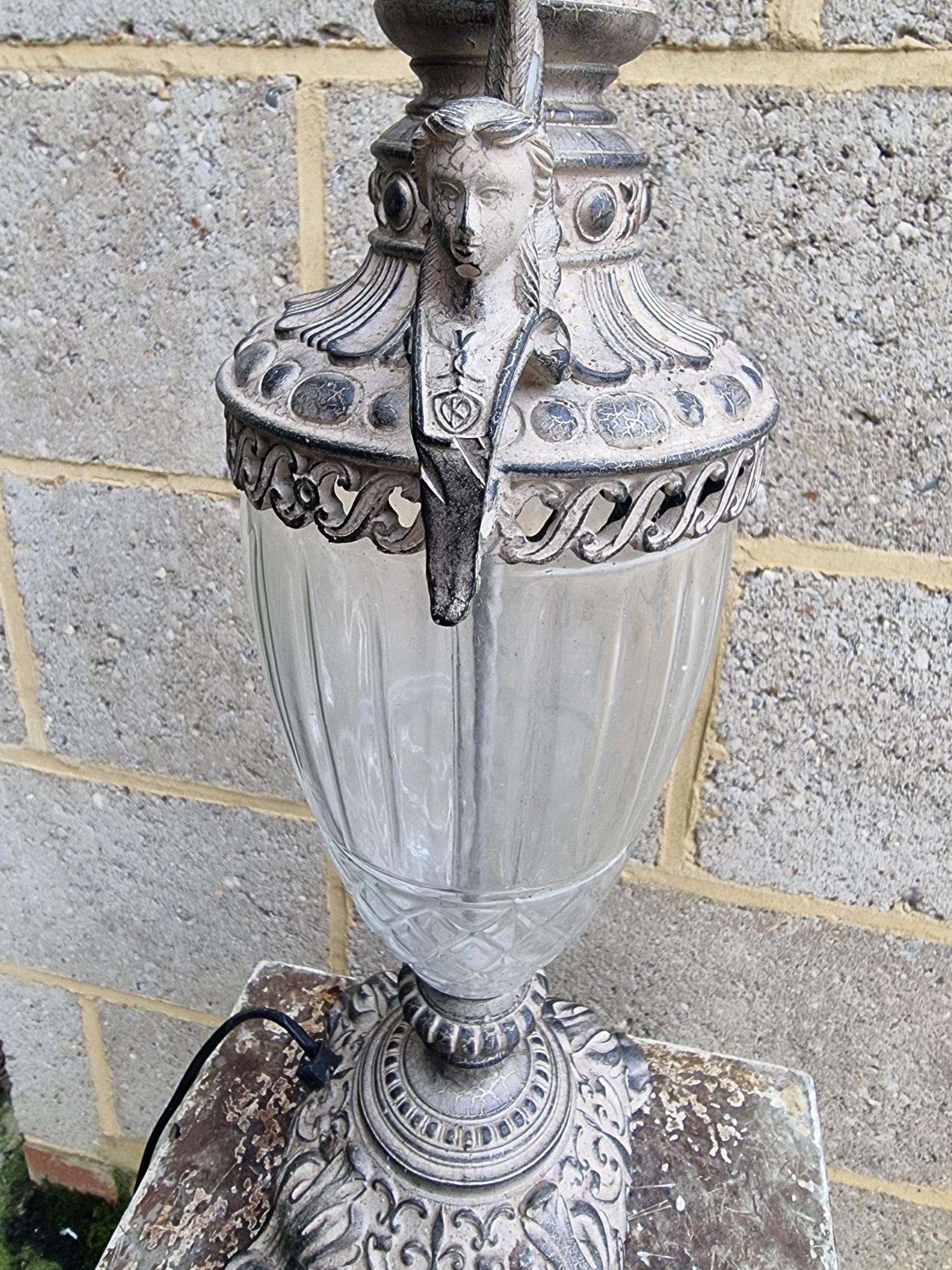 Metal and Glass Greek Styled Lamp Vintage, Antique - Image 7