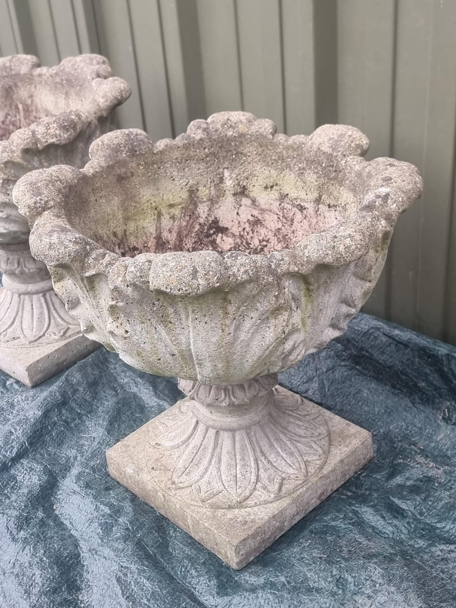 Vintage Concrete Pots Pair - Image 4