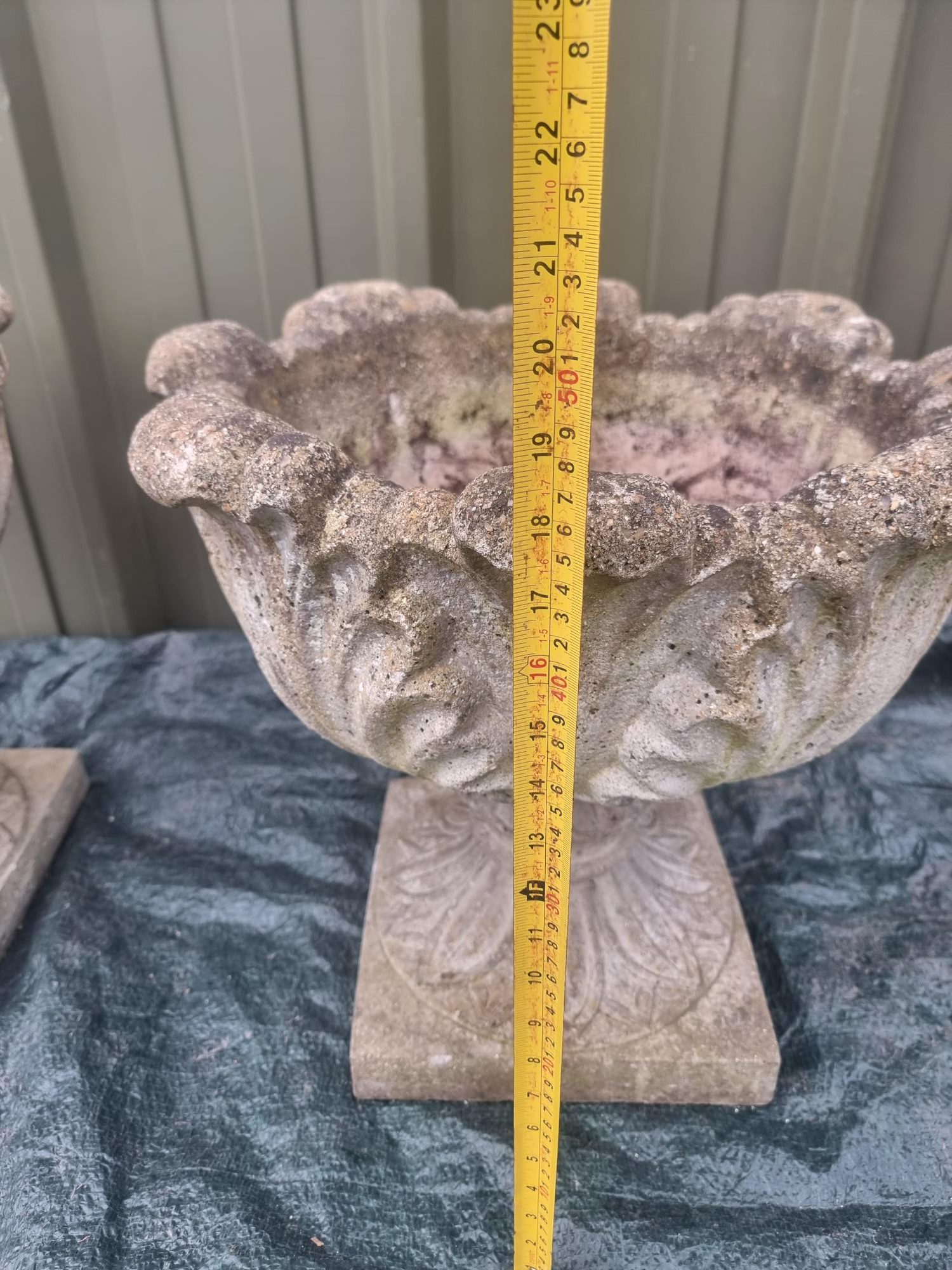 Vintage Concrete Pots Pair - Image 5