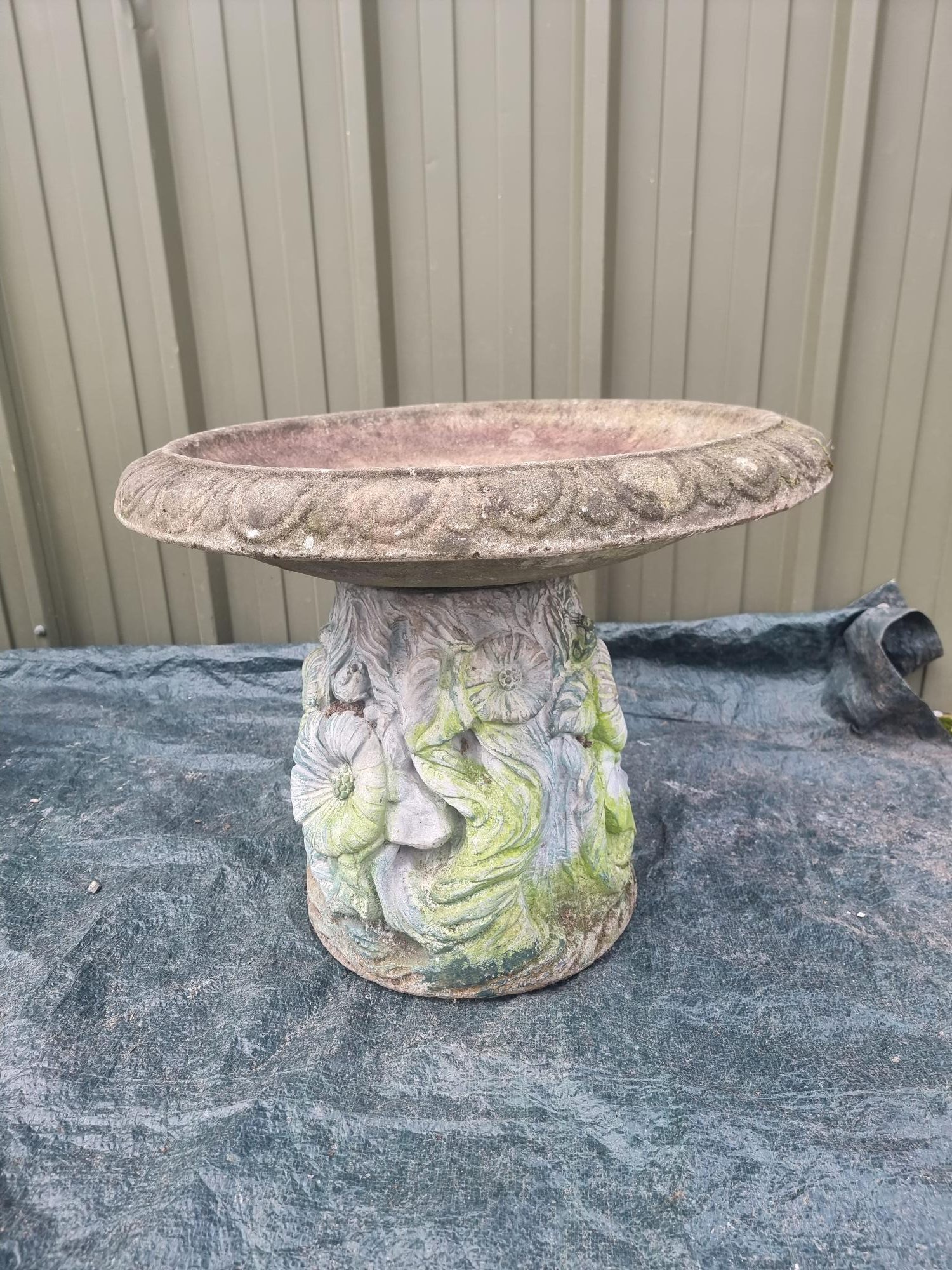 Vintage Concrete Bird Bath