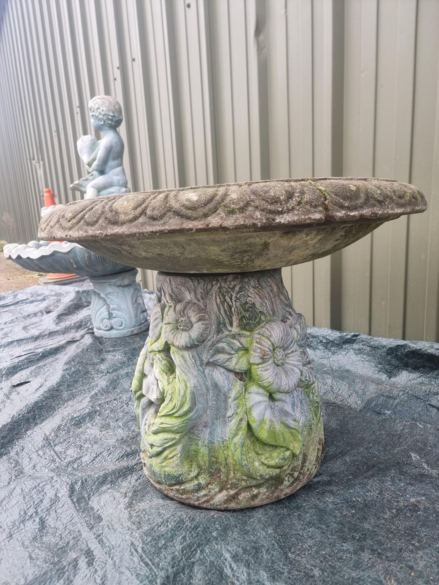 Vintage Concrete Bird Bath - Image 4