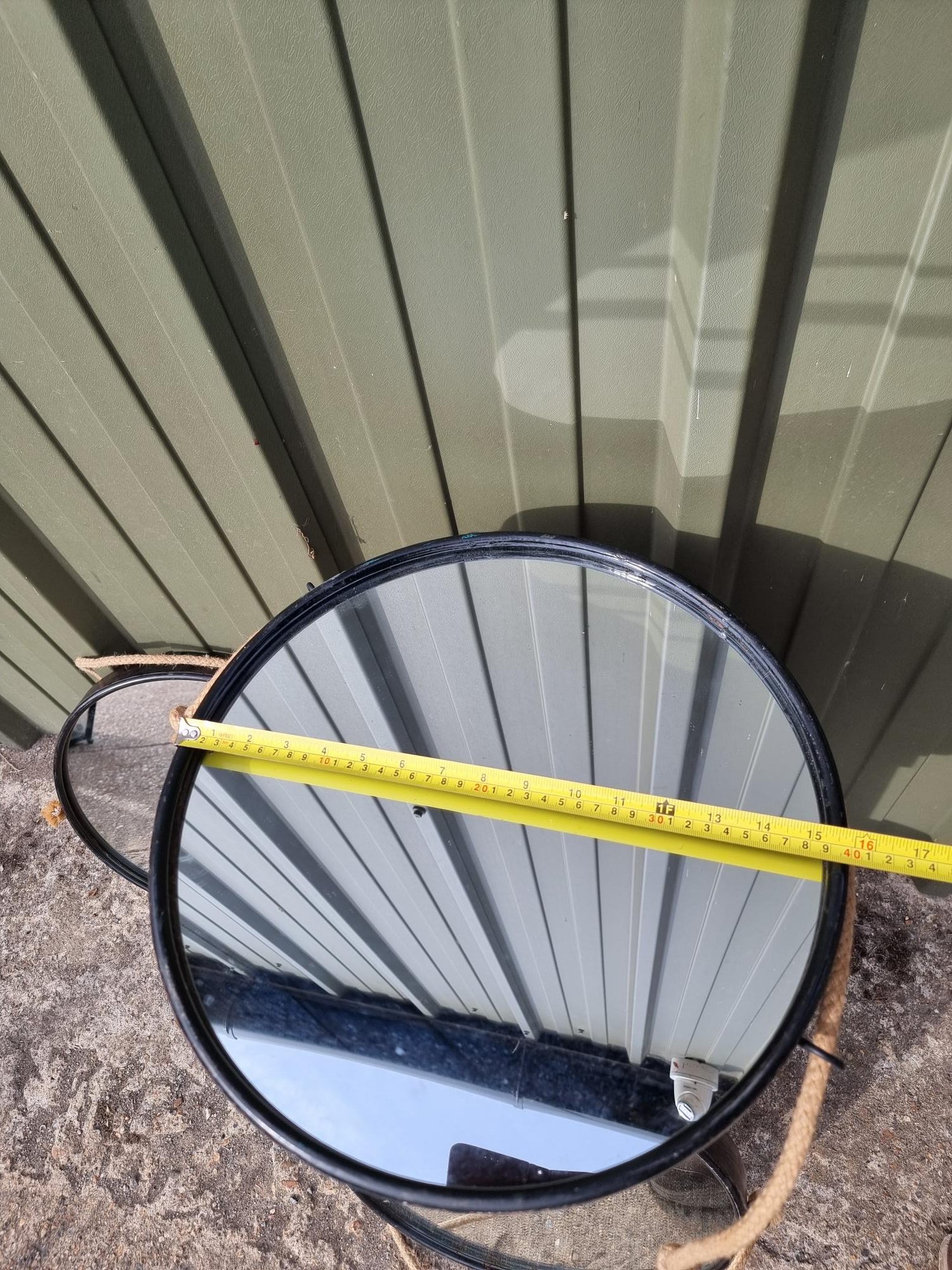 Round Ship Type Mirrors Rope Hung or Back Fixing Brass painted black surround - Image 4
