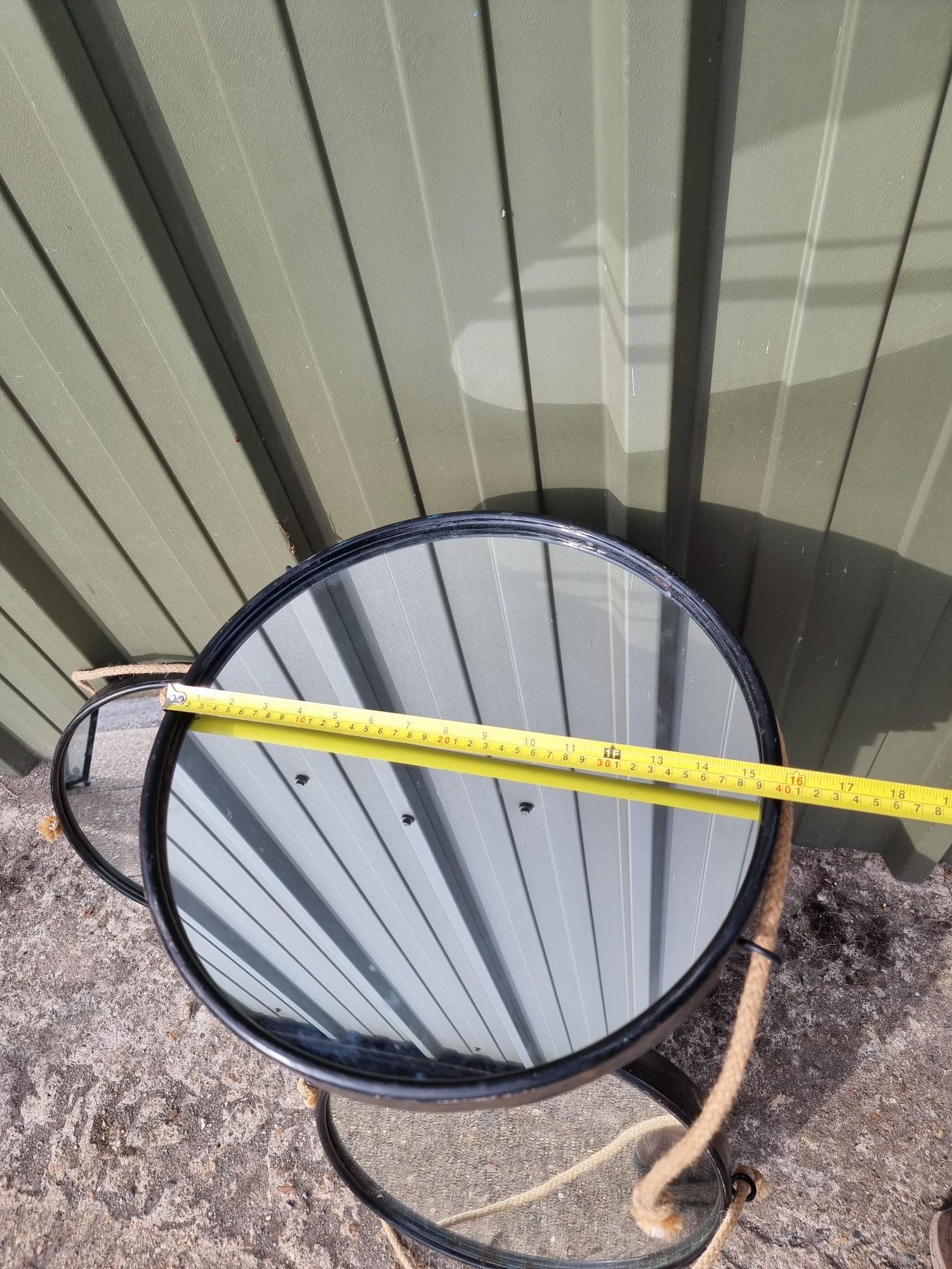 Round Ship Type Mirrors Rope Hung or Back Fixing Brass painted black surround - Image 3