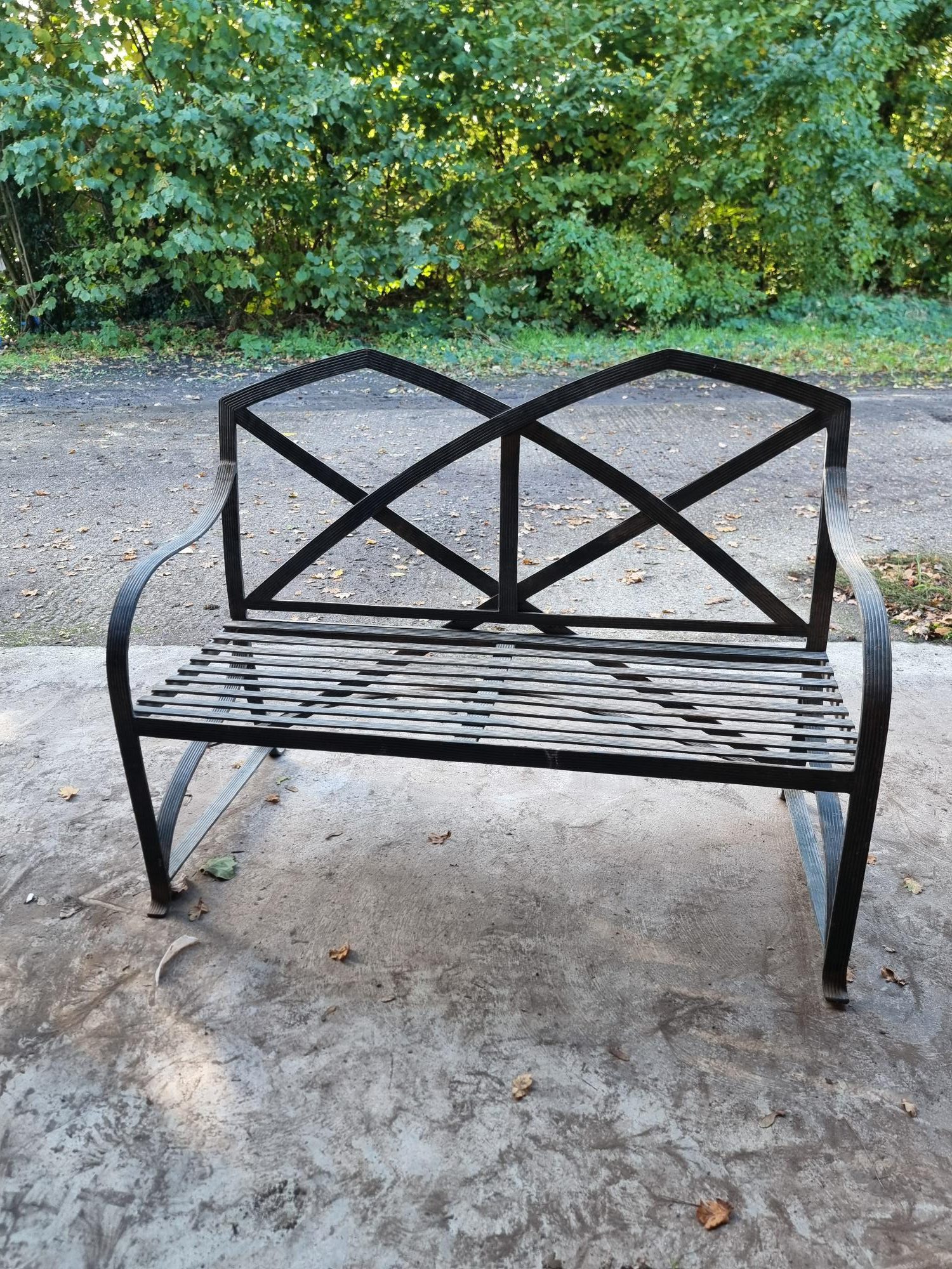 Coniston 2 Seater Bench Metal Strap Design Construction