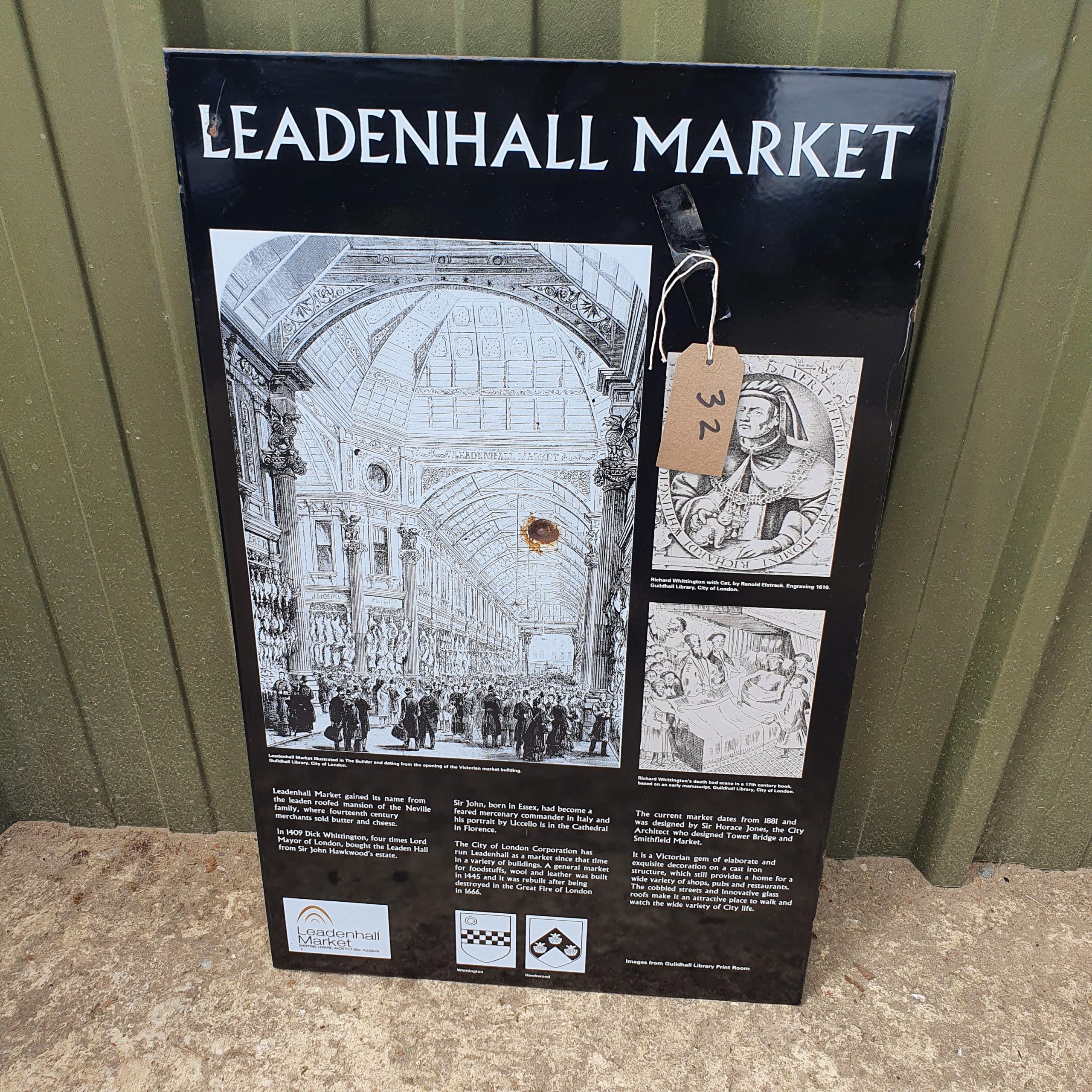 Rare Pictorial Maps City of london – Leadenhall Market, “The Story” – Ref: COL-TAG-32