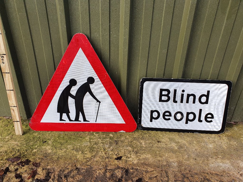 Signs – Various – “Old People Crossing”, “Blind People”