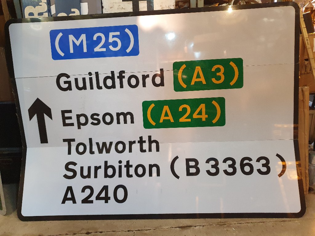 Sign – M25 , Guildford A3 , Epsom Tolworth 