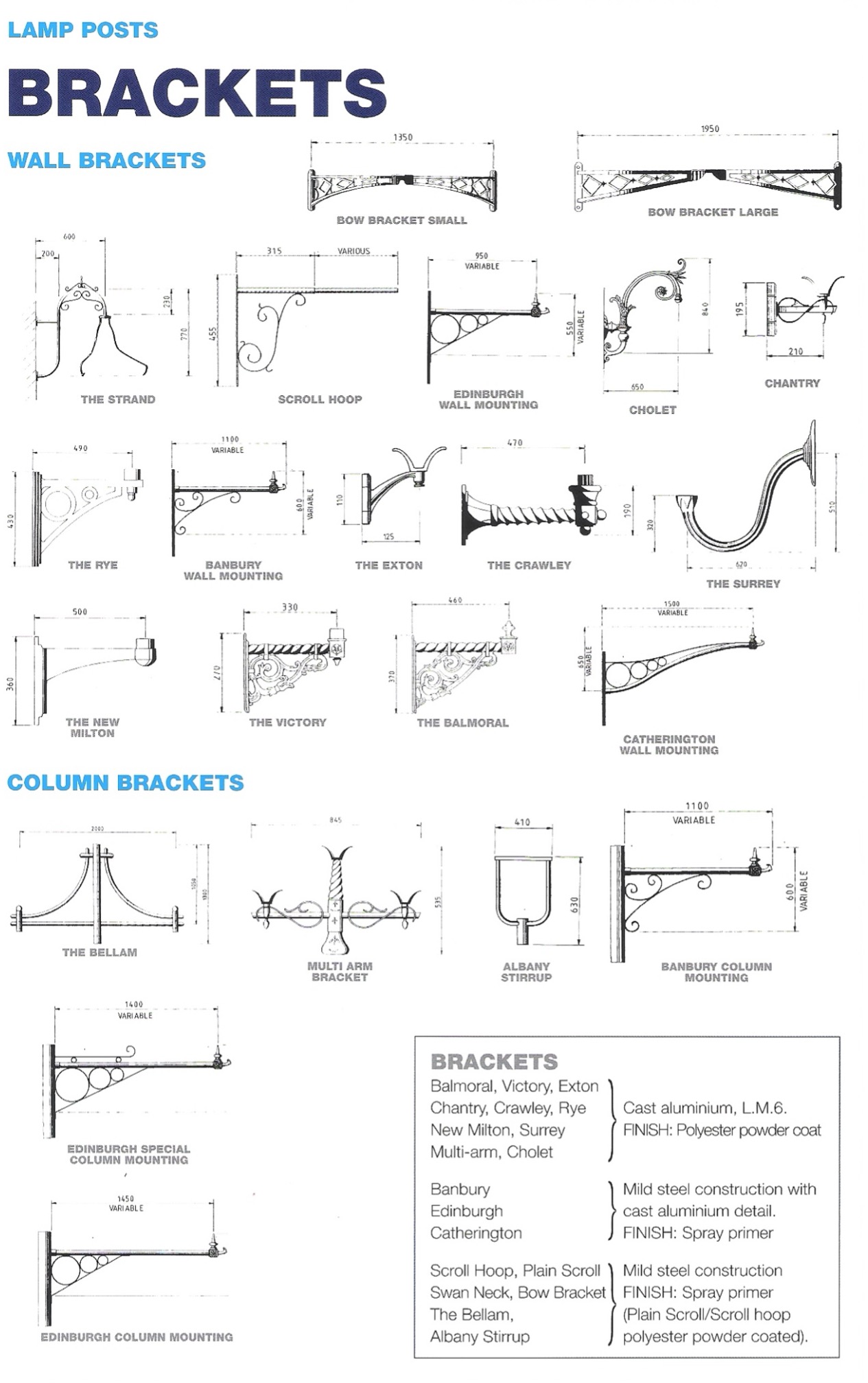 Traditional Made-to-Order Decorative Cast Aluminium & Steel Outdoor Brackets