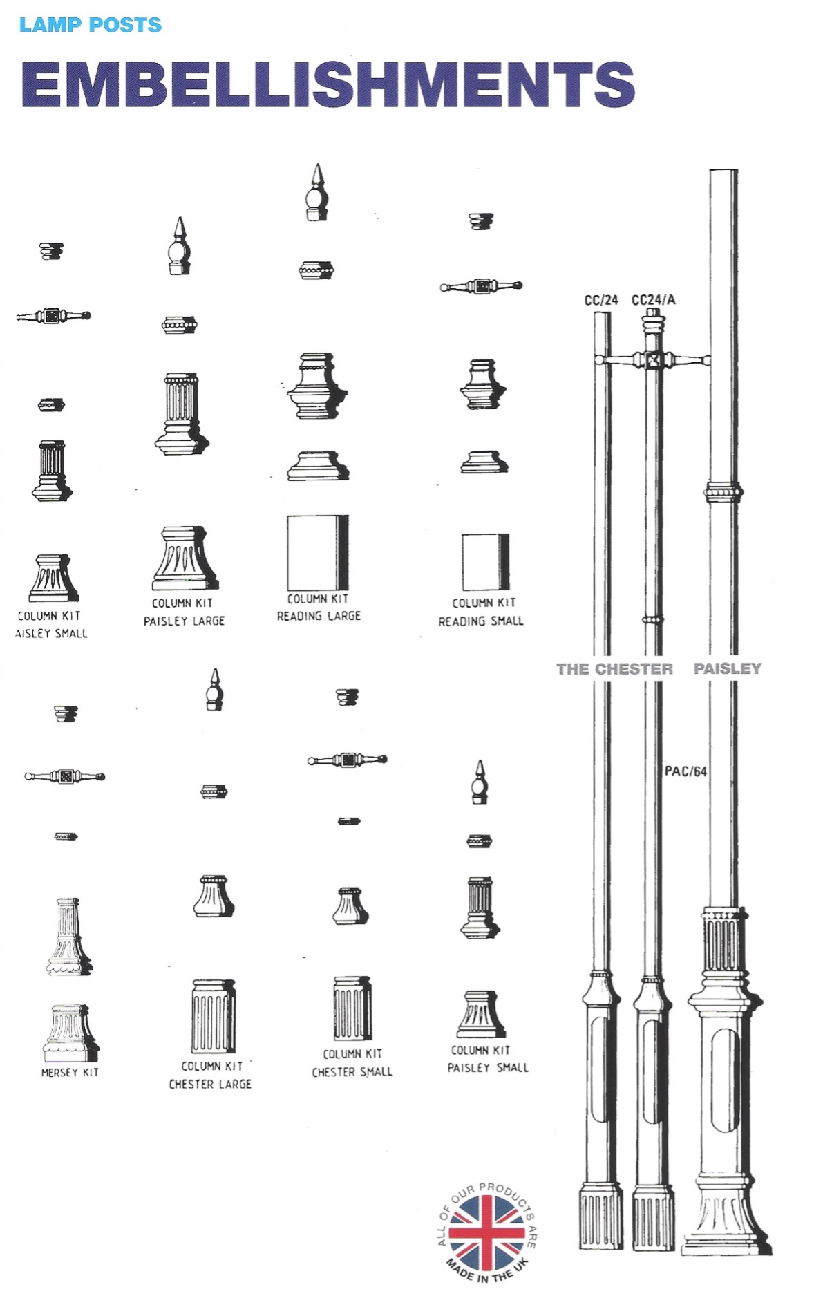 Replica Made-to-Order Cast Iron Column Embellishments, Base Wraps & Ladder Arms